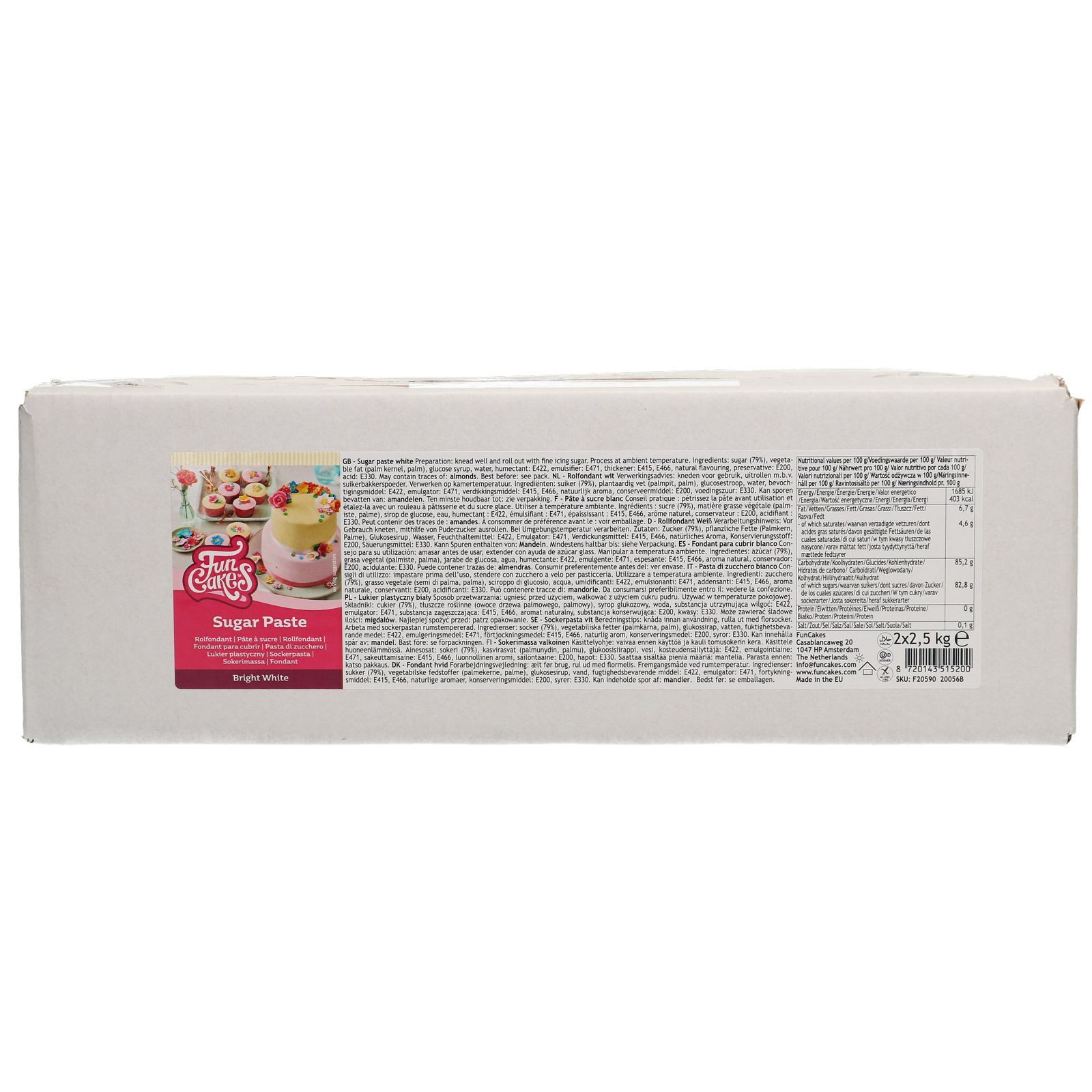 FunCakes Backdekoration FunCakes Fondant Bright White / Weiß, (2 x 2,5 kg)