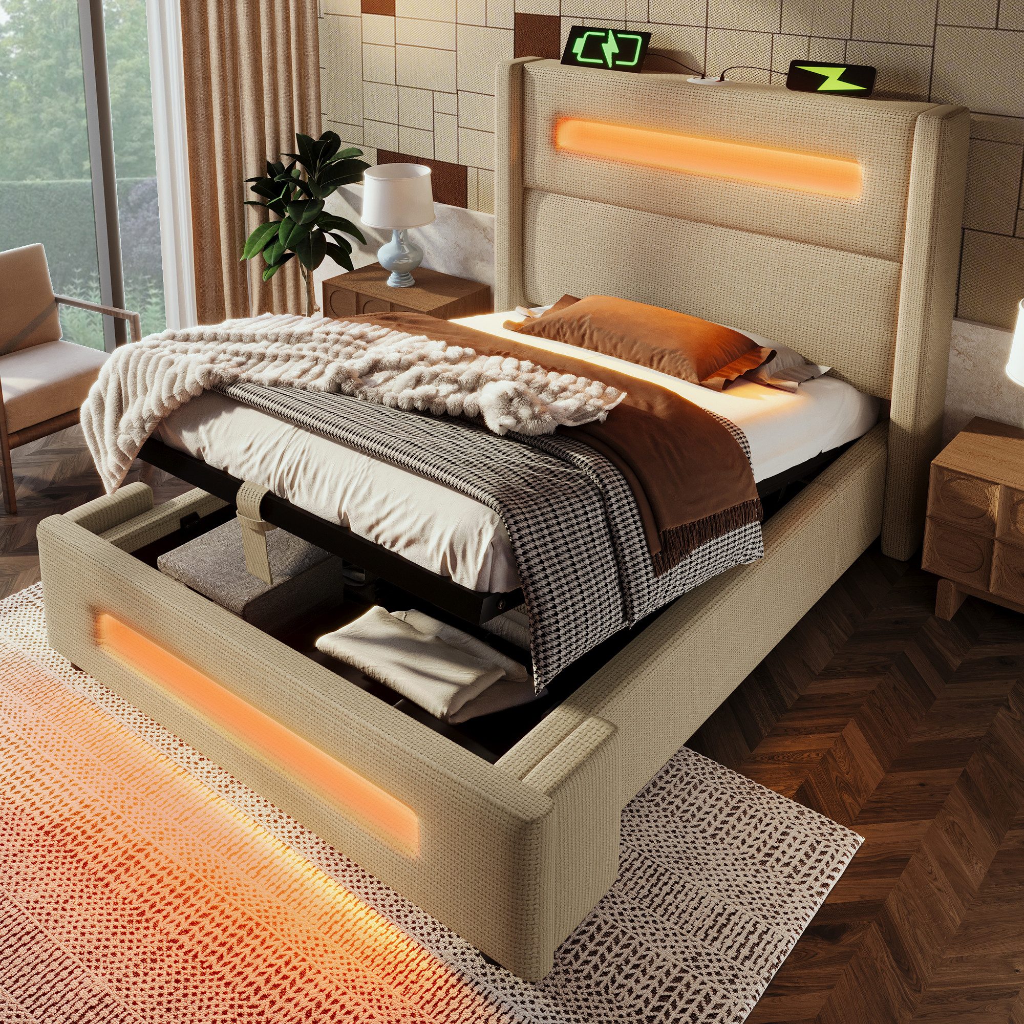 STILVORA Polsterbett 90x200 mit Bettkasten,Jugendbett mit günstig online kaufen