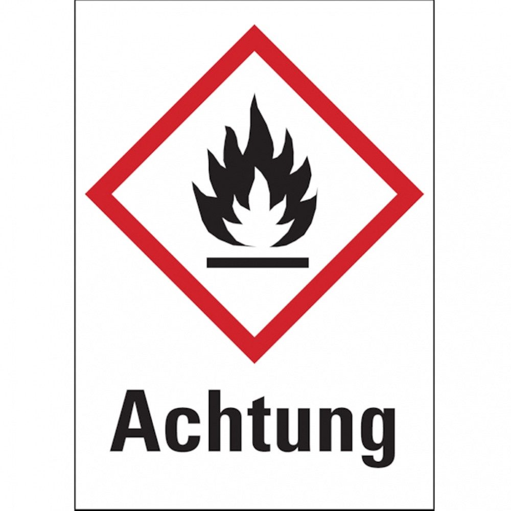 Hinweisschild Gefahrstoffetiketten - Flamme (GHS02) Signalwort " - 20x29 mm Folie se