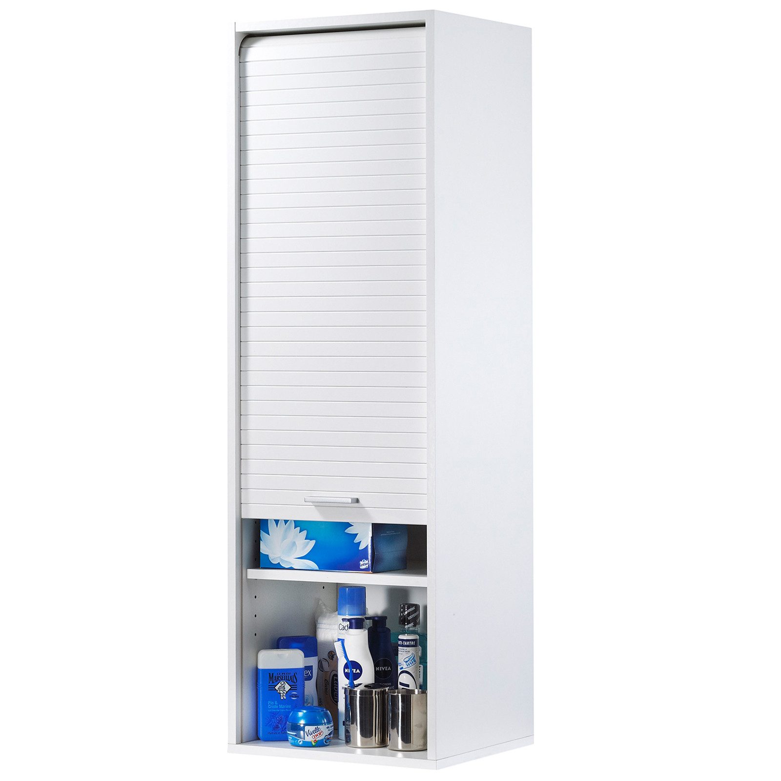 SIMMOB Rollladenschrank Küchenschrank Hochschrank Oberschrank mit Rollladentür Weiß – Bild 3 von 5