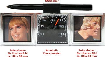 HR Autocomfort Bilderrahmen DENK AN MICH UNS Doppel Bilder Foto Rahmen 12 cm mit Thermometer & Halterung, für 2 Bilder