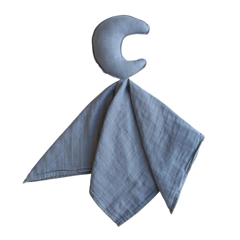 Mushie Schmusetuch Moon Tradewinds, Bio-Musselin Blau Babytuch Kuscheltuch 30,5 x 3,8 x 50,8 cm