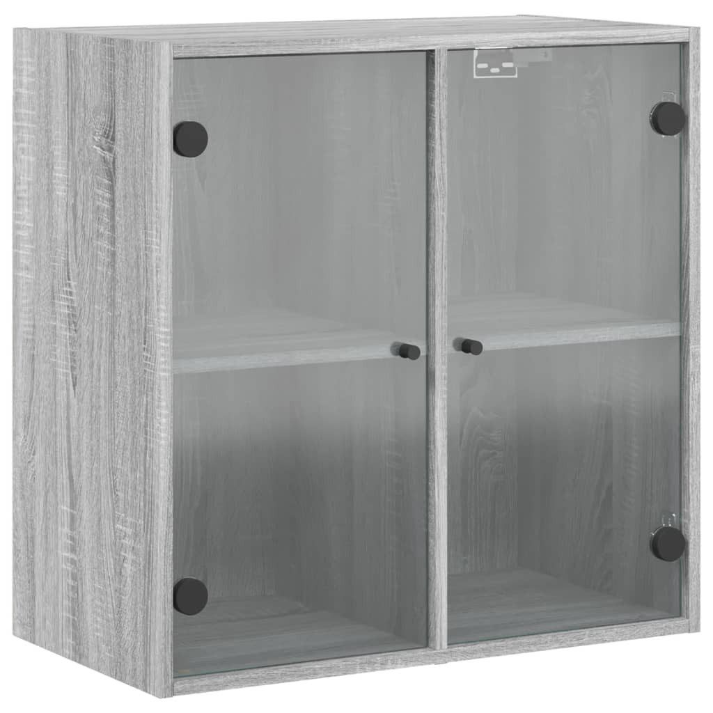 vidaXL Glashängeschrank Wandschrank mit Glastüren Grau günstig online kaufen