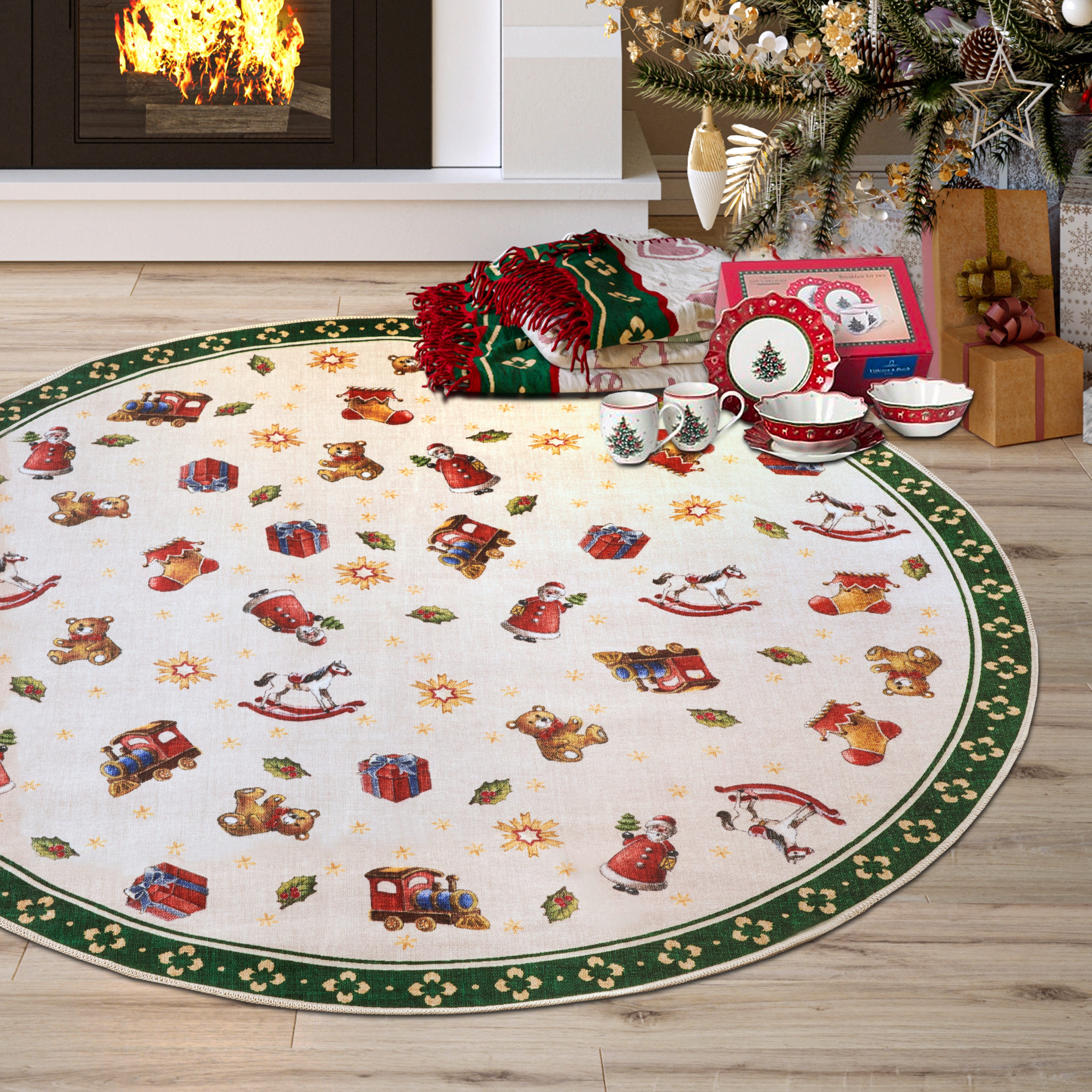 Villeroy & Boch Teppich Nostalgic Toy's Delight, eckig, rund und Läufer, Höhe: 3 mm, Weihnachten, Wohnzimmer, Flur, Geschenk, Toys Delight, Dekoration