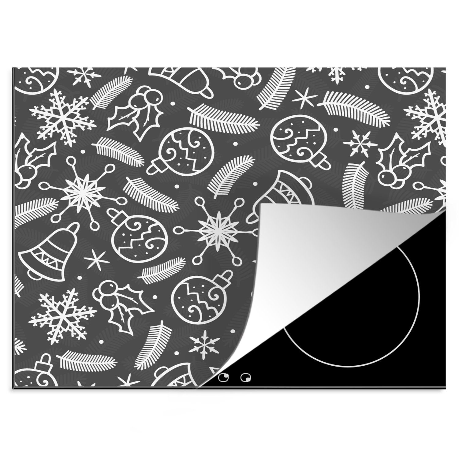 MuchoWow Herdblende-/Abdeckplatte Muster - Weihnachten - Dekoration, Vinyl, (1 tlg), 60x52 cm, Mobile Arbeitsfläche nutzbar, Ceranfeldabdeckung