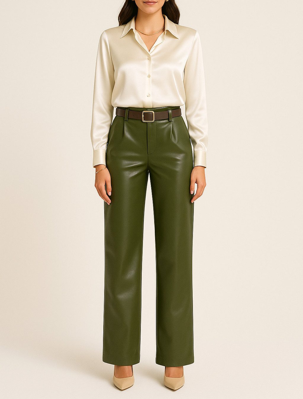 Mississhop Lederimitathose Damen Hose aus Kunstleder mit Gürtel M.403 Gr.36-38 – Bild 4 von 5