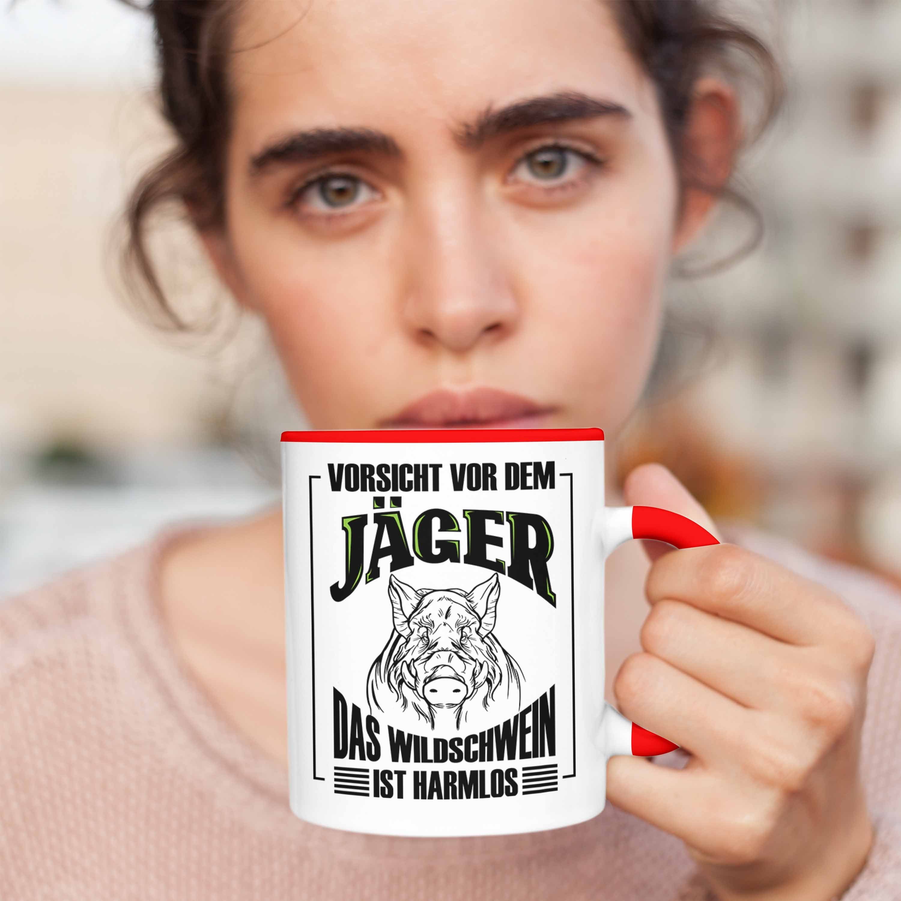 Trendation Tasse Lustige Geschenkidee Wildschwein Tasse für Rot Spruch Jagd Jäger Geschenk