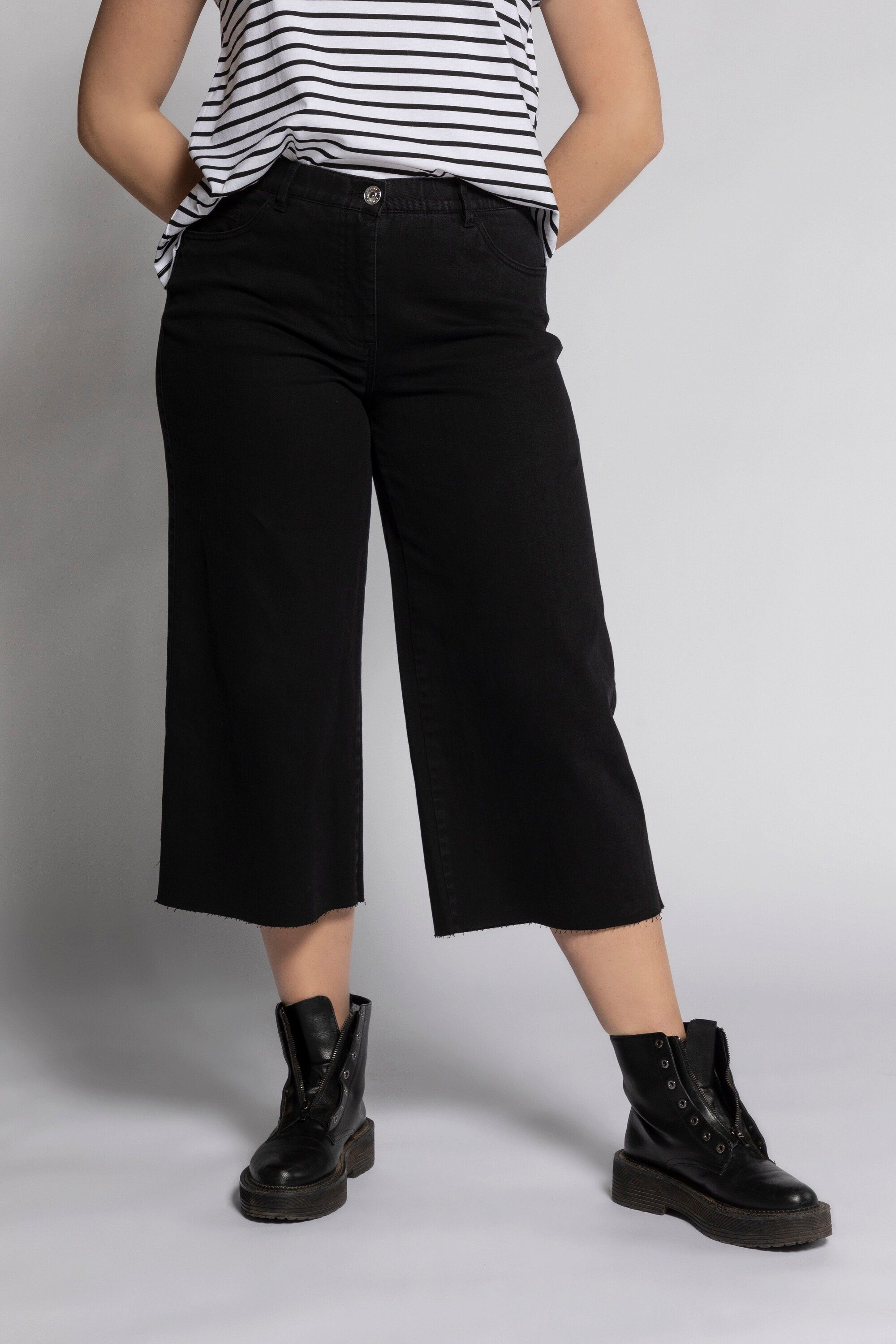 Studio Untold Culotte Jeans Culotte 5-Pocket High Waist weit geschnitten black