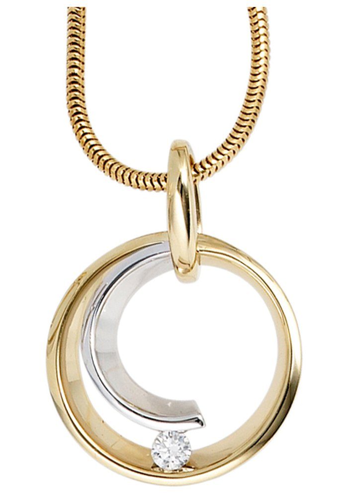 JOBO Runder Anhänger, 585 Gold bicolor ...