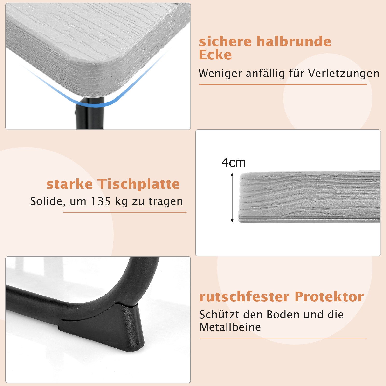 COSTWAY Bierzeltgarnitur, Sitzgarnitur mit 4 Bänken & Tisch, mit Schirmloch