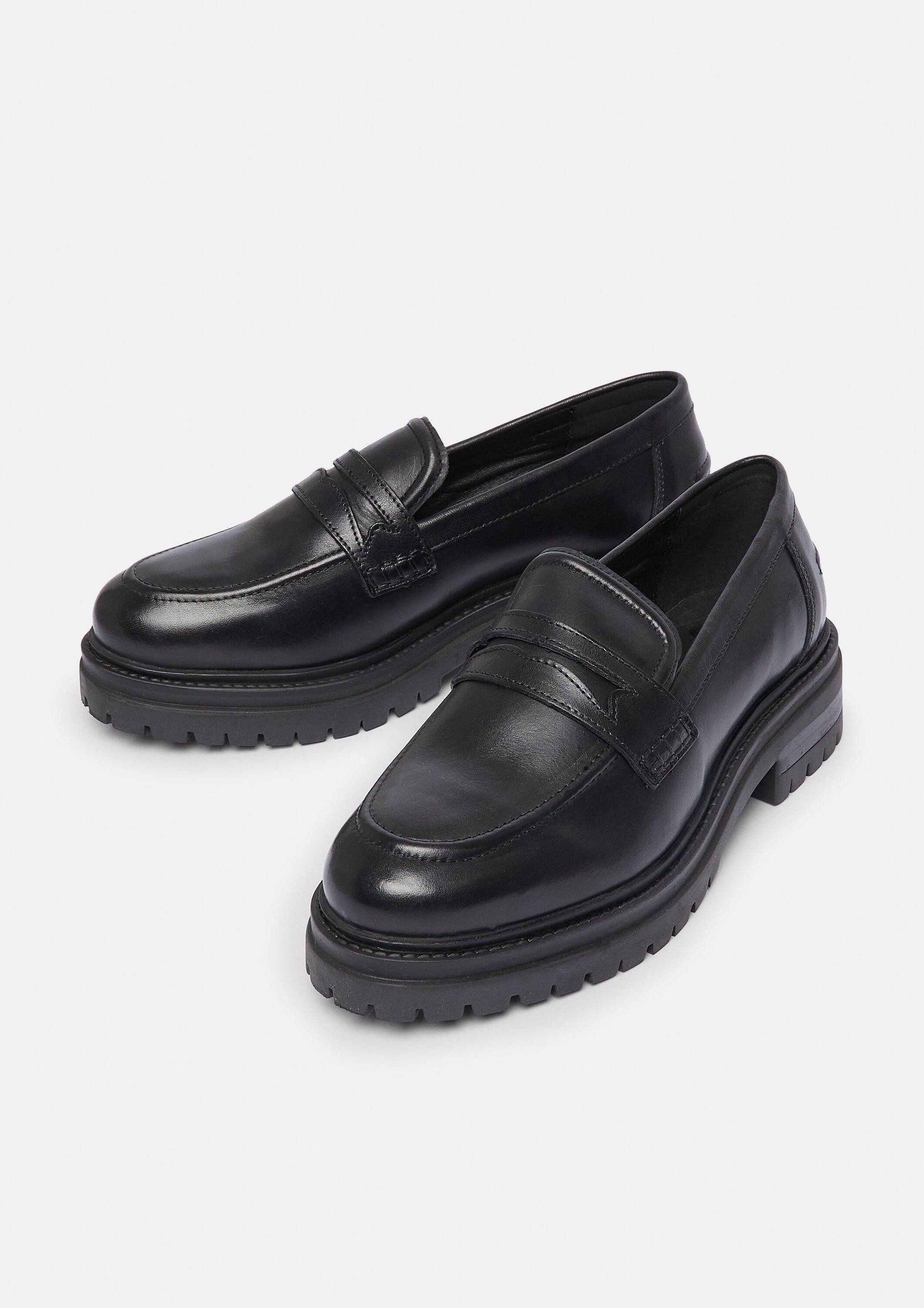 comma Slipper Slipper Leder-Loafers mit Plateausohle