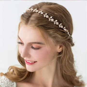 Silberstern Diadem Kristall-Haarschmuck und mit Perlenblüten verziertes Stirnband, Geeignet für Bräute, Brautjungfern, Blumenmädchen
