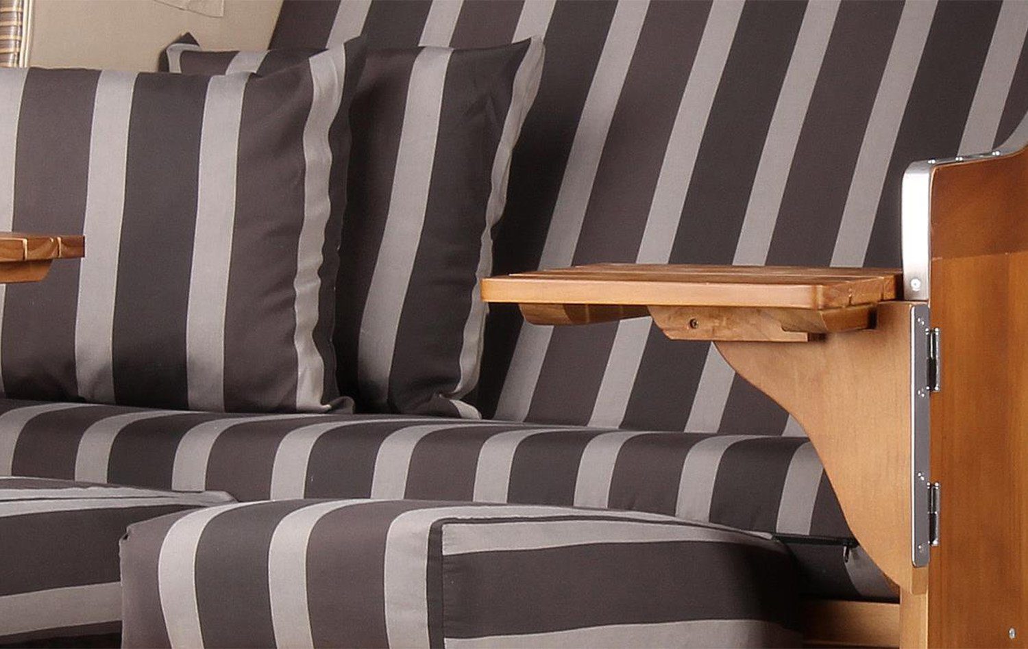 bene living Strandkorb Schleswig Pinie 2-Sitzer - PE mokka - Modell 554, BxTxH: 120x80x160 cm, Volllieger, Ostsee-Strandkorb