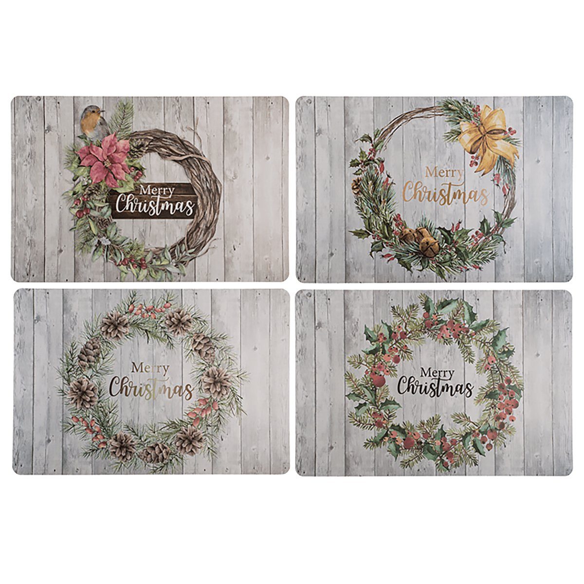 Out of the Blue Backform Tischsets Merry Christmas Cottage Weihnachten, 4er Set