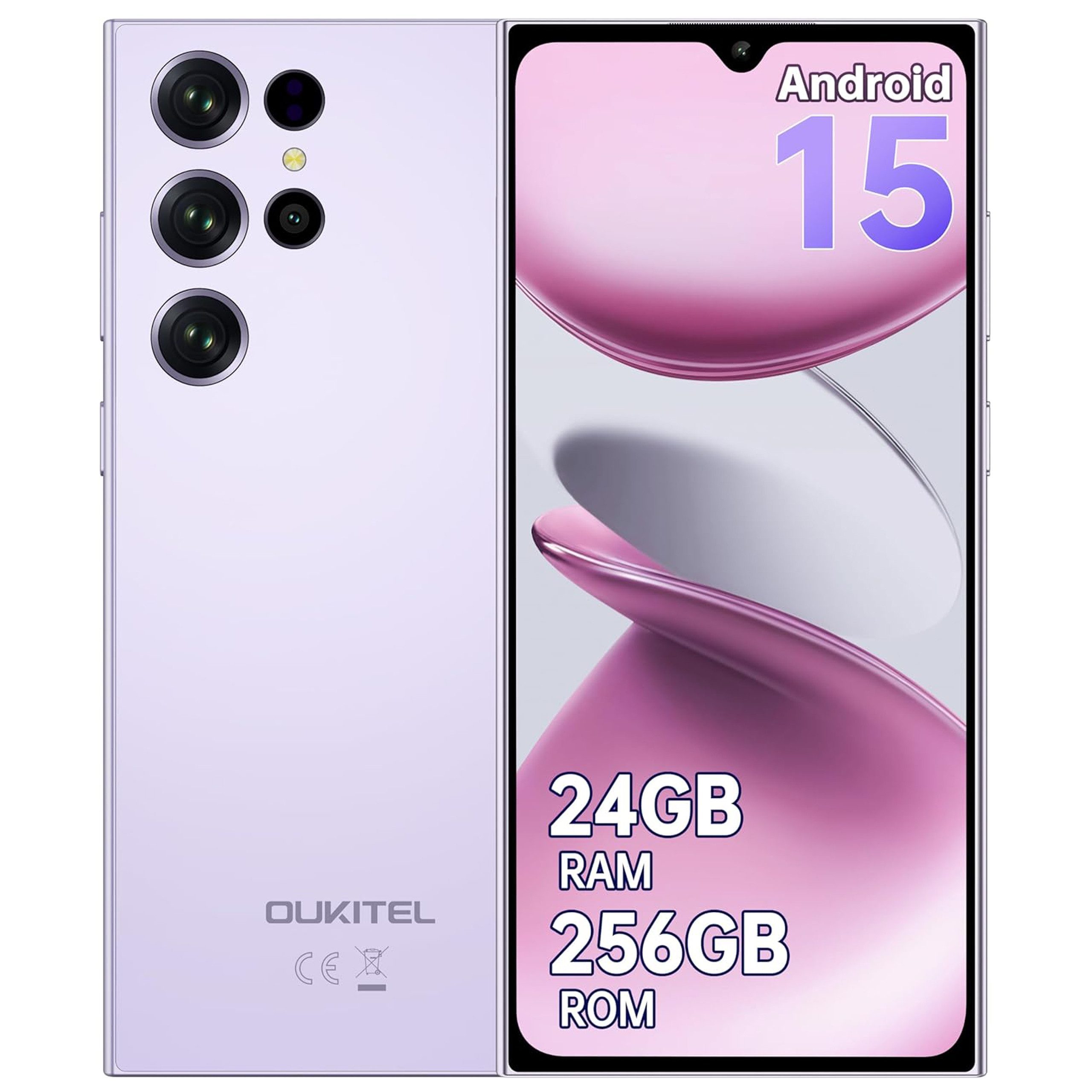 OUKITEL C61 Pro Android 15 Smartphone (17,48 cm/6.88 Zoll, 256 GB Speicherplatz, 13 MP Kamera, 5150mAh, 24(8+16)GB+256GB /1TB, 6.88" HD+ 90Hz, NFC, GPS, Face Unlock)