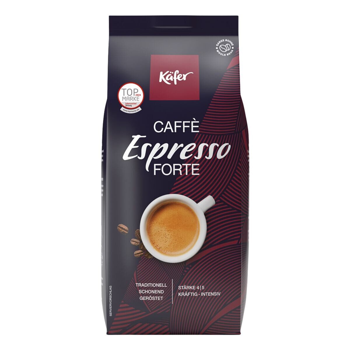 Käfer Kaffee Caffè Espresso Forte, 1 kg, ganze Bohnen, Gastronomie-Standard