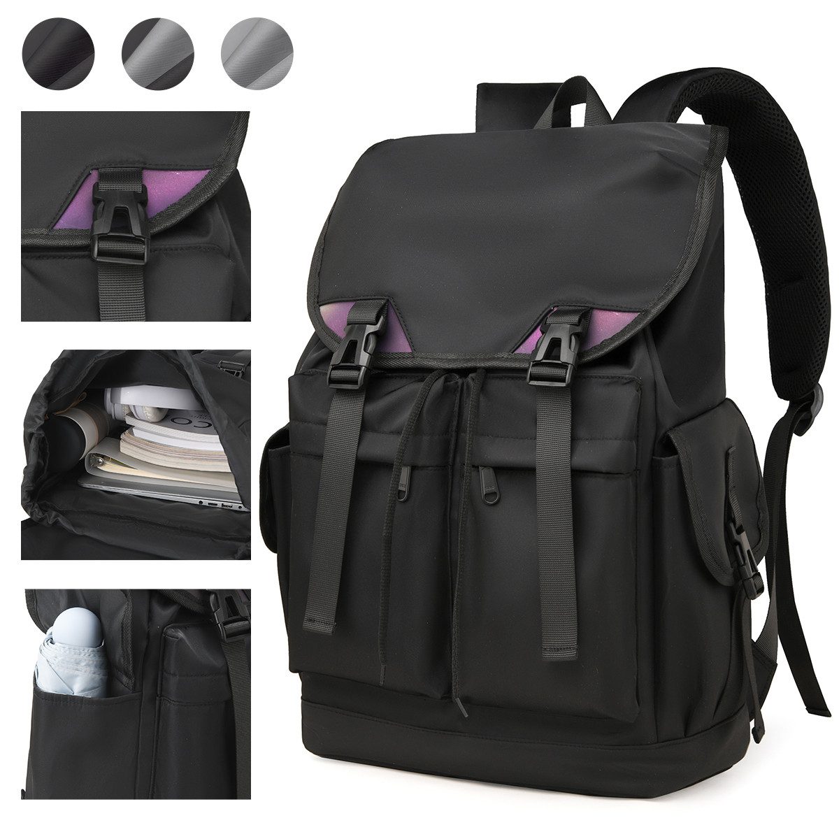 NULSTA Rucksack Herren Damen Wasserabweisend Laptop Freizeitrucksack (Diebstahlschutz Klappentasche Daypacks), Schulrucksack Tagesrucksack Trekkingrucksacke für Freizeit Job Outdoor