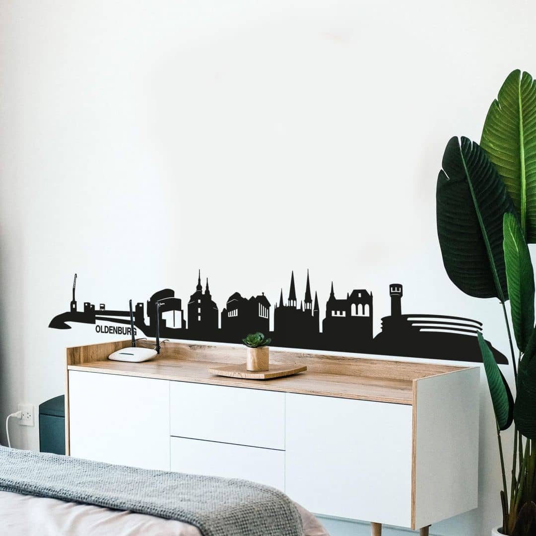 K&L Wall Art Wandtattoo Stadt Wandtattoo Oldenburg Skyline schwarz Silhouette modern 120cm, Wandbild selbstklebend, entfernbar