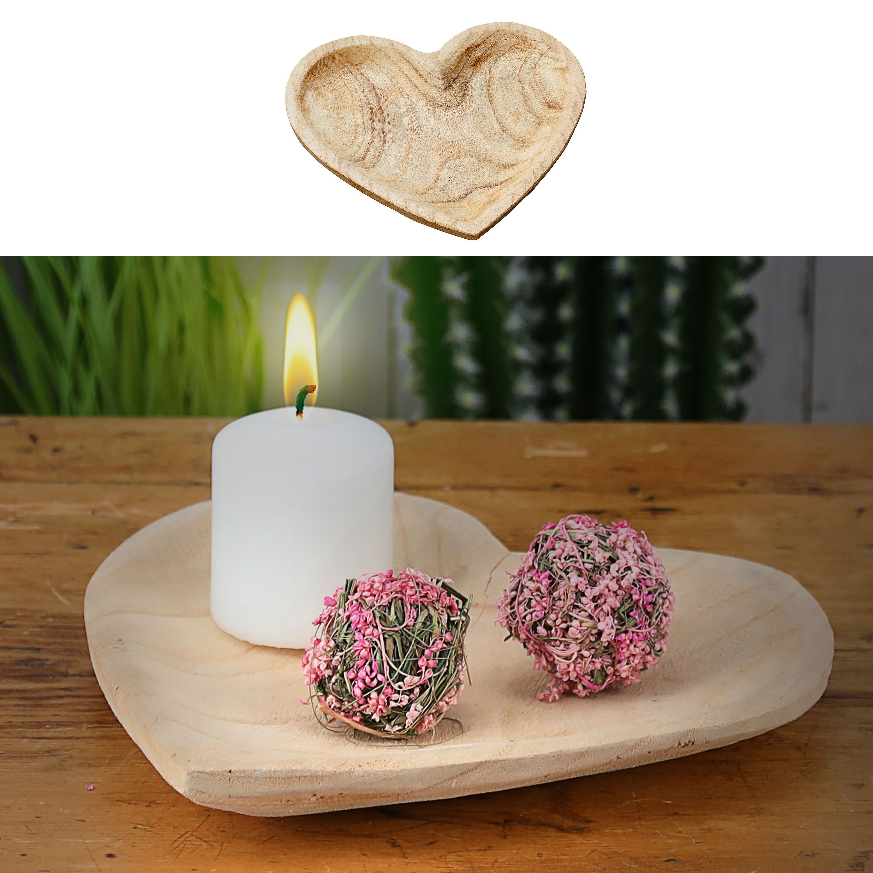 CEPEWA Dekoschale Dekoschale Herz 25x25x4cm Paulownia Naturprodukt Holzherz Holzschale