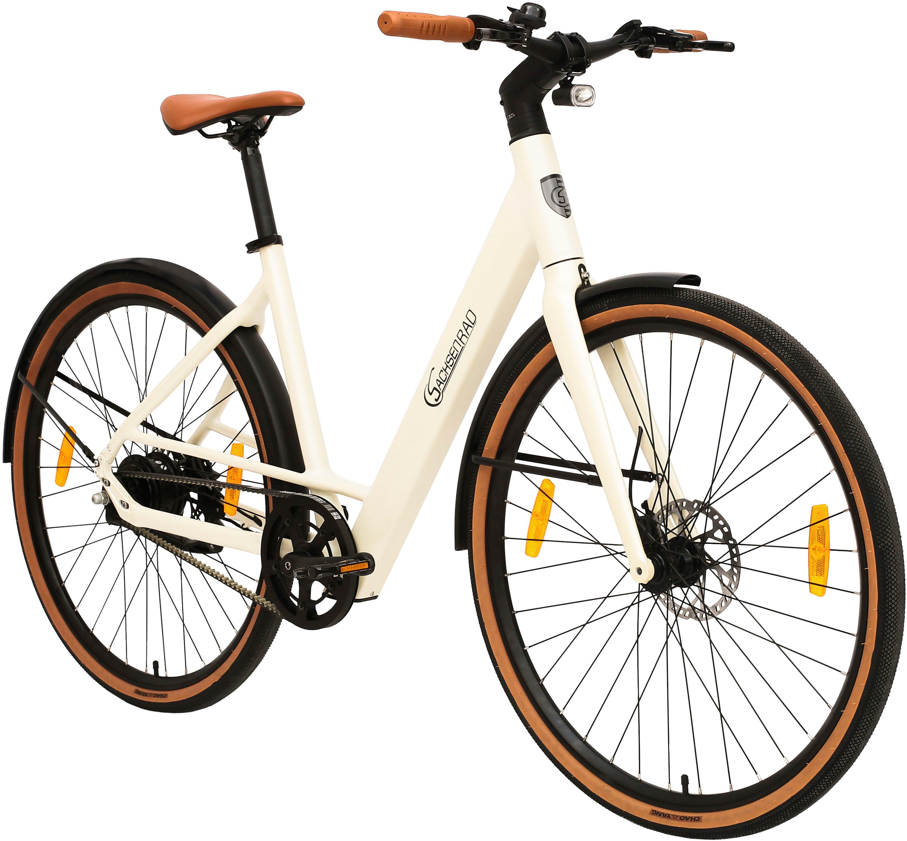 SachsenRAD E-Bike Cityrad C3V Roma II mit intelligenter Unterstützungsstufe, 1 Gang, ohne Schaltung, Heckmotor, 360 Wh, (leichte 16 kg, ohne Gepäckträger und Schutzblech), KI-Unterstützung, Riemenantrieb, Tiefeinsteiger, Alarmanlage