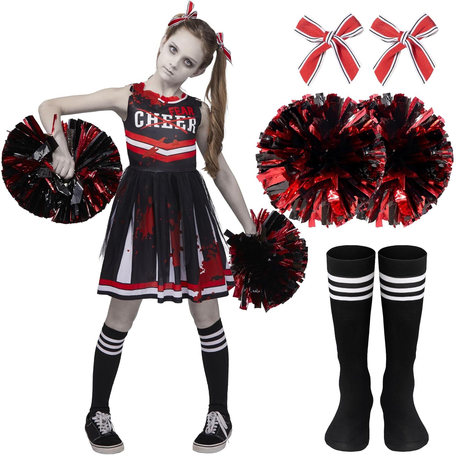 Spooktacular Creations Kostüm Spooktacular Creations Halloween-Cheerleader-Kostüm für Mädchen, Kinde