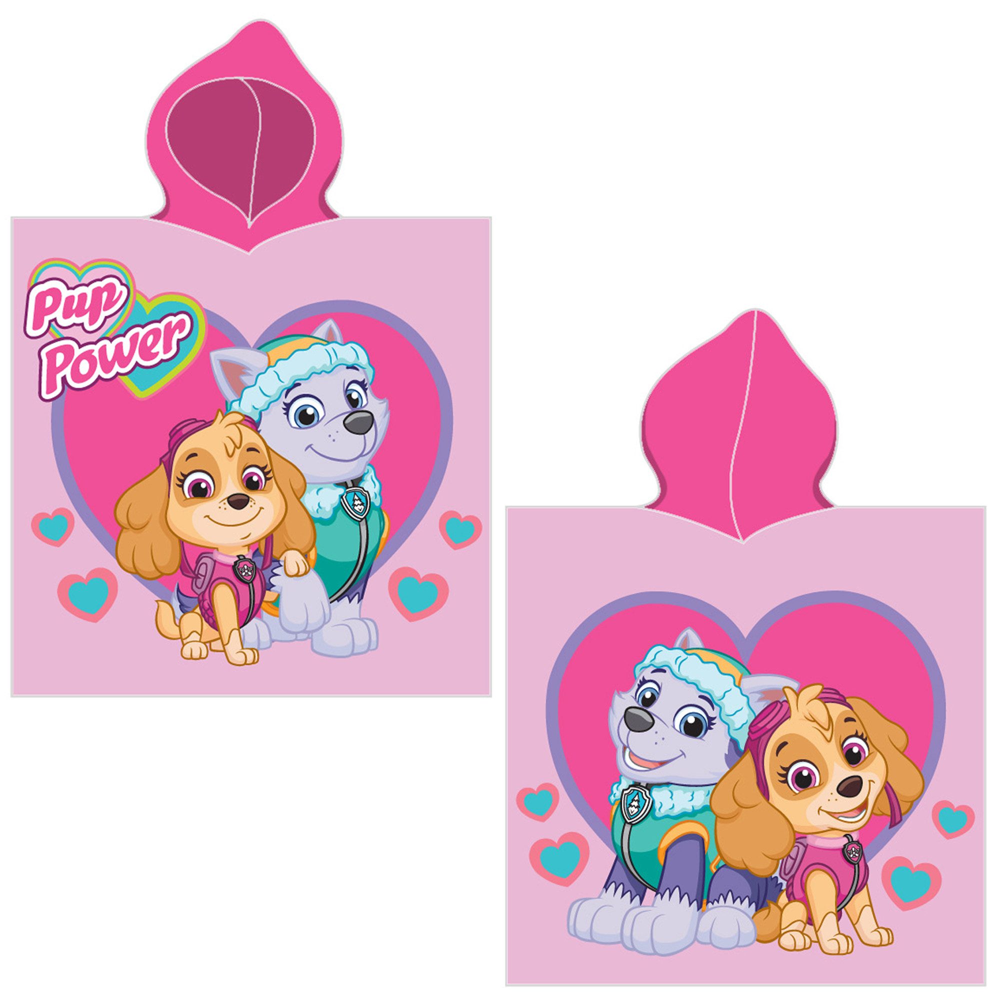 BERONAGE Kapuzenhandtuch Paw Patrol Kinder Kapuzen Bade-Poncho Girl's Rosa 60x120 cm, 100% Baumwolle (1-St), Frottee in Velours-Qualität