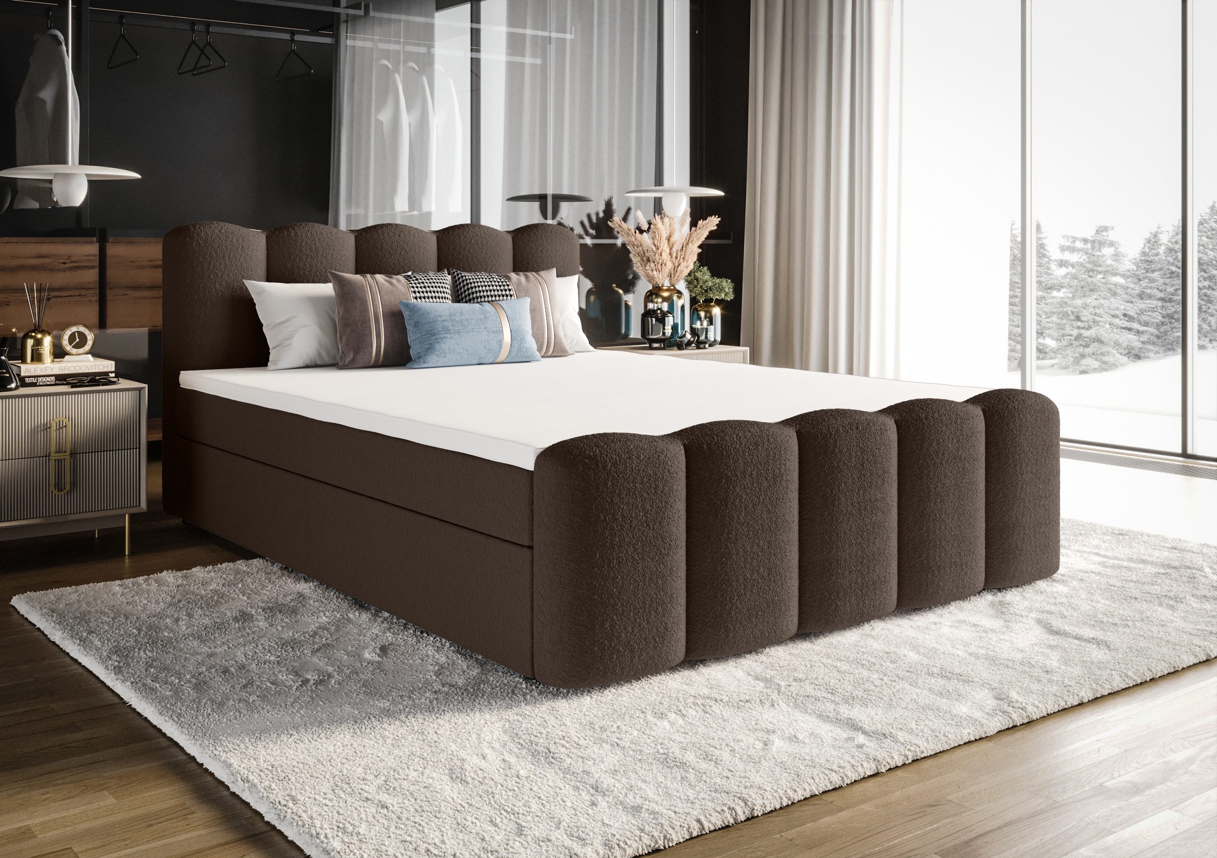 B&B Home Boxspringbett Boxbett Quelle (H3 Matratze Bonellfederung, Kopfteil, Bettkasten und Topper)