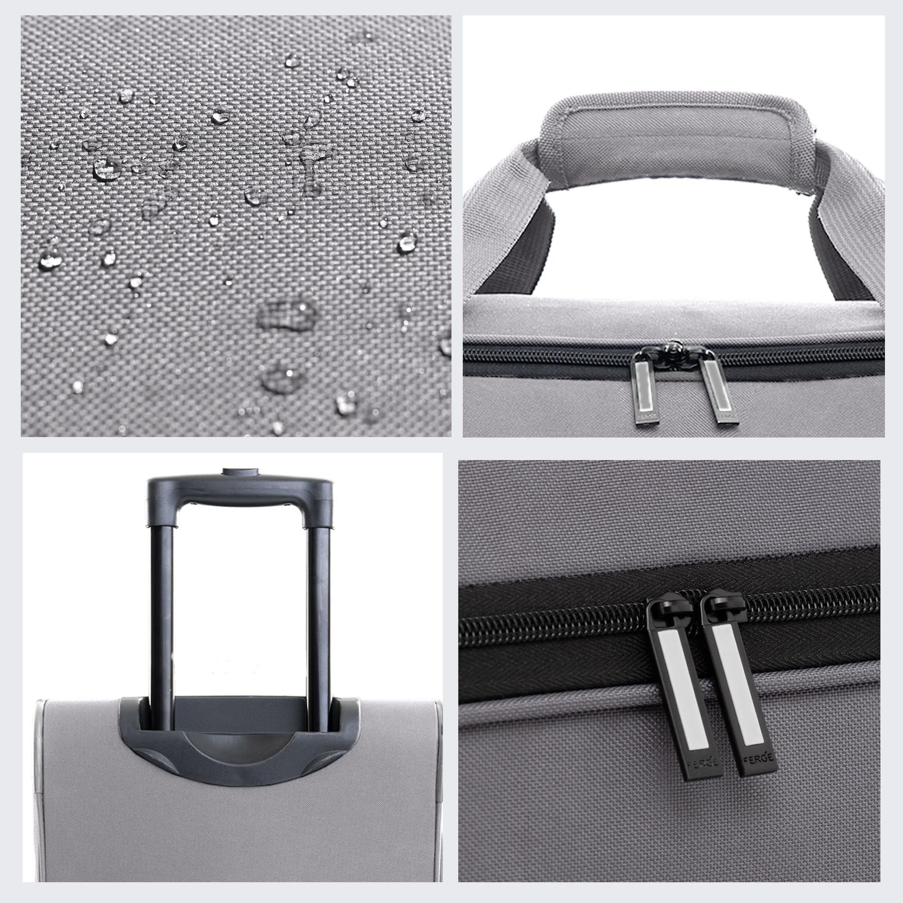 FERGÉ Reisetasche wasserabweisend Reisetasche mit Rollen groß Paris, Reisetasche mit Rollen und extra Schuhfach, Reisegepäck grau