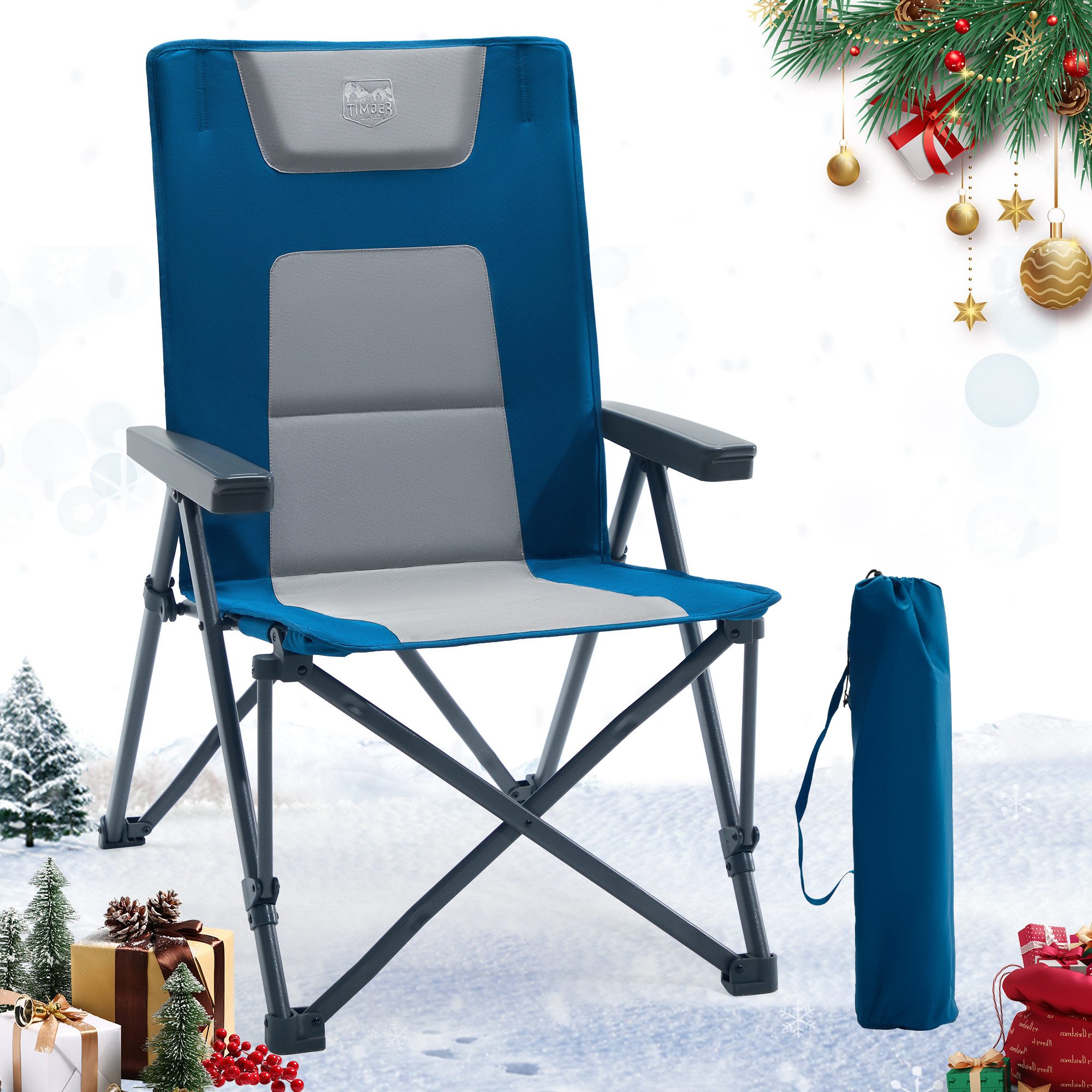 Produktbild von TIMBER RIDGE Campingstuhl Klappstuhl, Faltbarer Stuhl Mit Hoher Lehne Und Packmass 2 St Mit 4 Fach Verstellbarer Rueckenlehne Und Hochbelastbarem Gestell S0get067