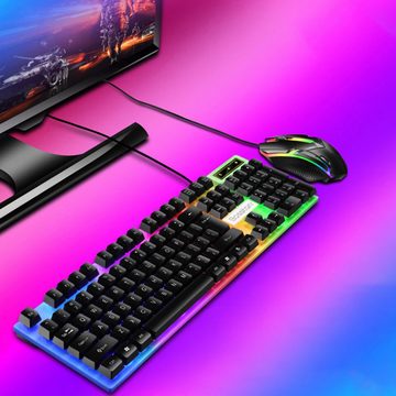 Retoo Gaming Tastatur RGB LED Beleuchtet USB Keyboard PC Laptop USB-Tastatur (Numerische Tastatur, Kabellänge: 1,3 m,LED-Farben: grün, rot, blau)