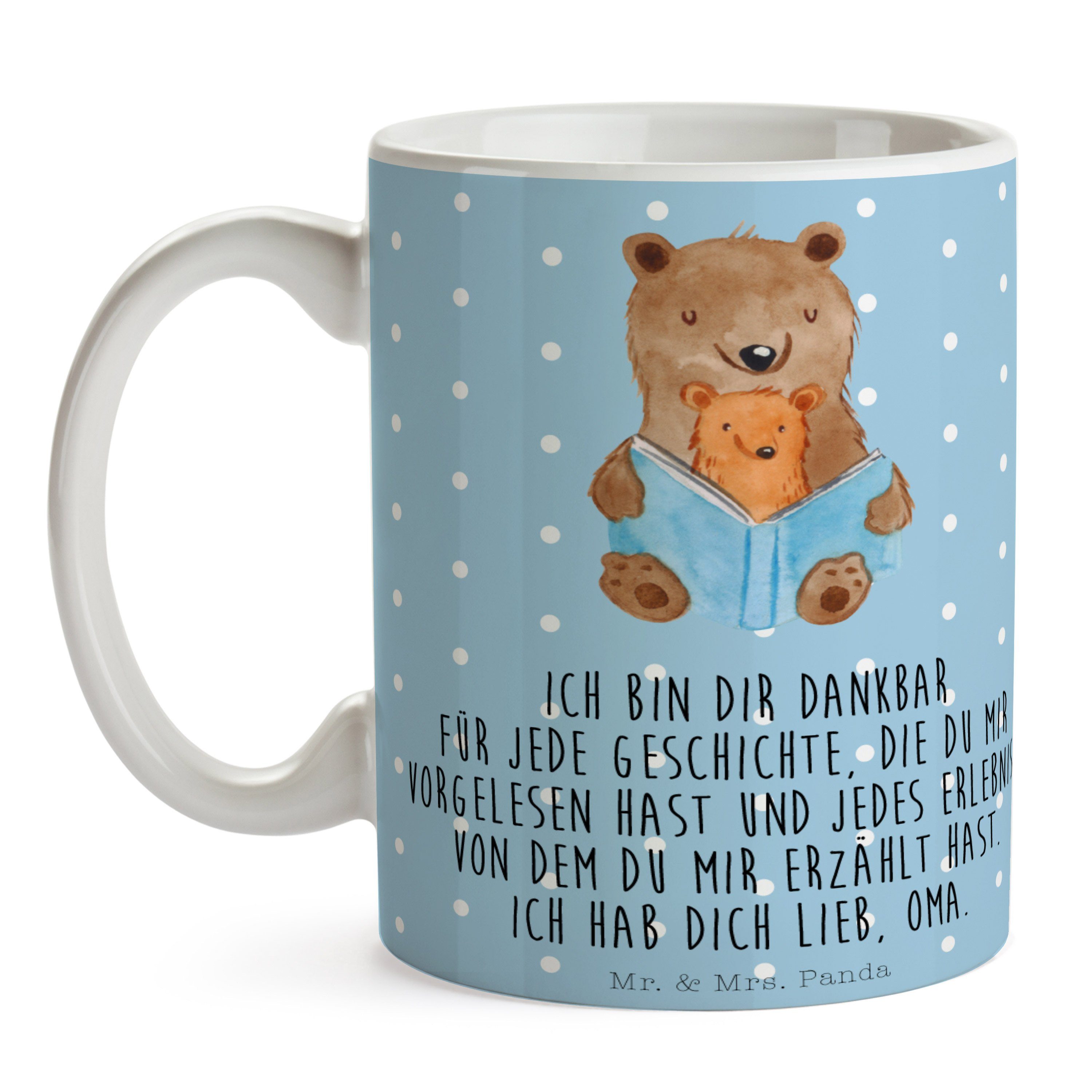 Oma, Blau Geschenk, Tasse, Famil, Panda Becher, & Keramik Mrs. Bären - beste Pastell Mr. Buch Tasse -