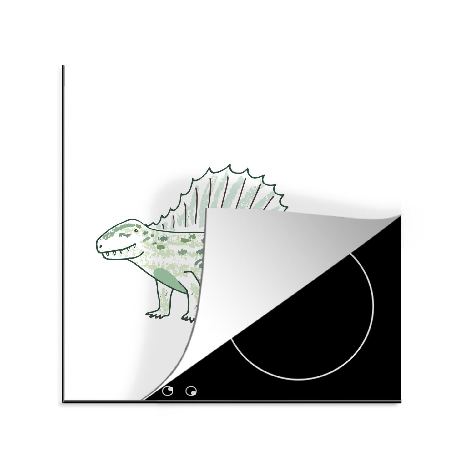 MuchoWow Herdblende-/Abdeckplatte Kinderzimmer - Dimetrodon - Dinosaurier - Jungen - Mädchen - Kinder, Vinyl, (1 tlg), 78x78 cm, Ceranfeldabdeckung, Arbeitsplatte für küche