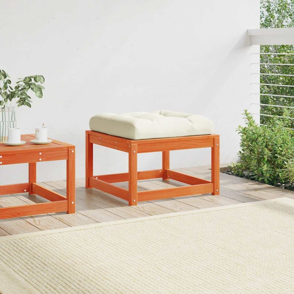 vidaXL Loungesofa Gartenhocker mit Kissen Wachsbraun Massivholz Kiefer