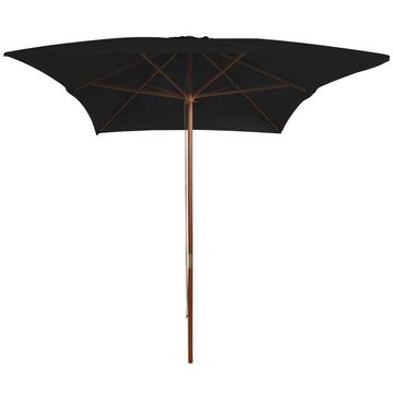 vidaXL Balkonsichtschutz Sonnenschirm mit Holzmast Schwarz 200x300 cm