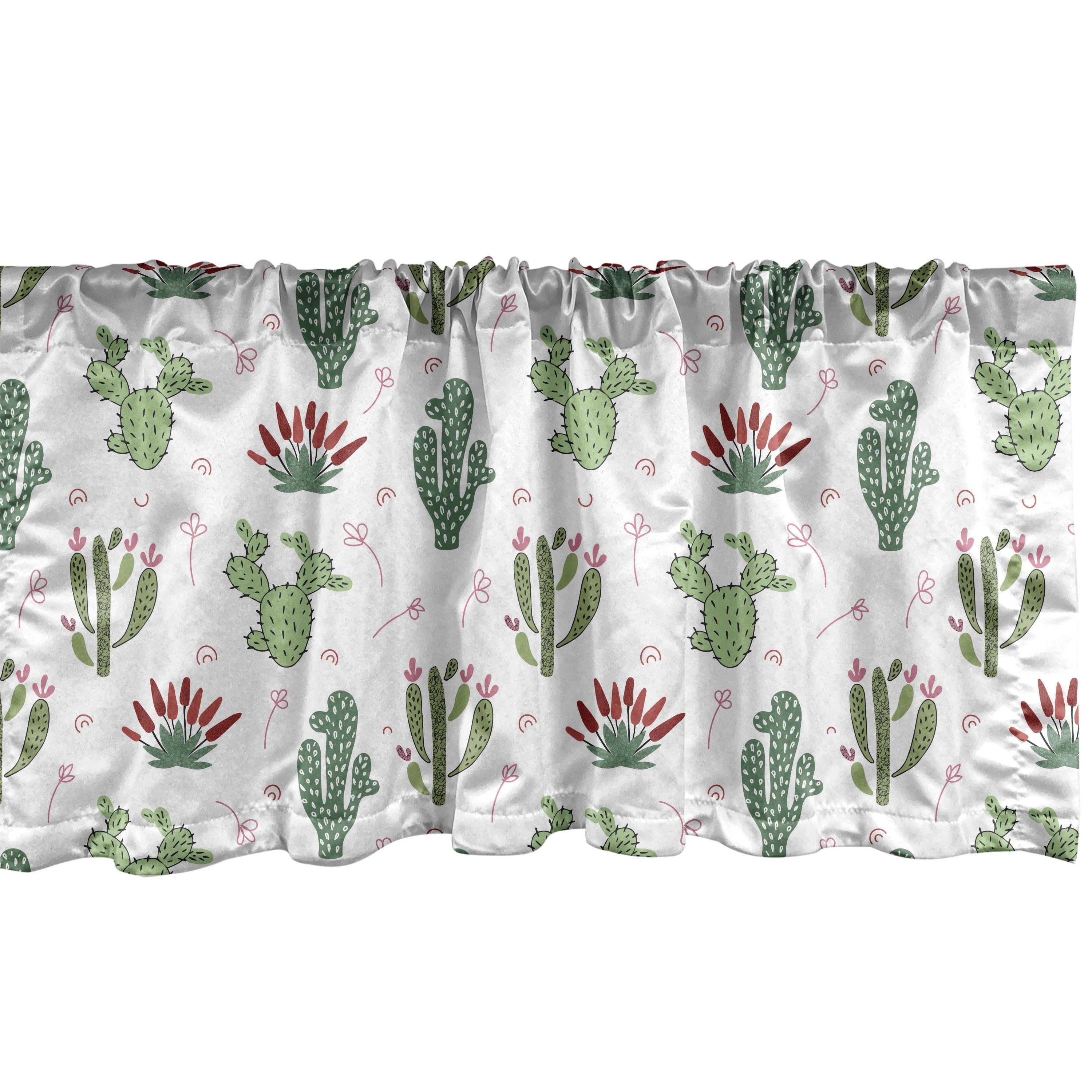 Scheibengardine Vorhang Volant für Küche Schlafzimmer Dekor mit Stangentasche, Abakuhaus, Microfaser, Kaktus Prickle Wüstenpflanzen Blume