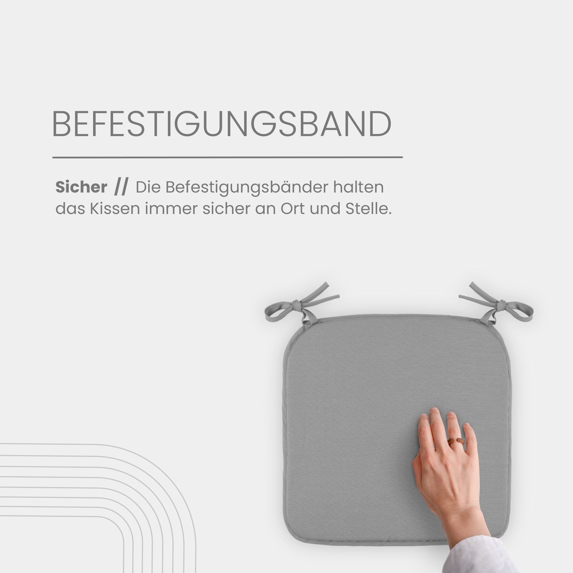 Bestlivings Stuhlkissen mit Haltebändern Canvas, 38x38cm, robust, Mischgewebe, Indoor & Outdoor – Bild 4 von 5