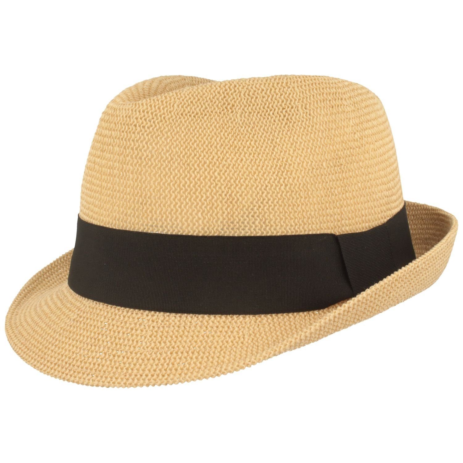 Papier luftiger beige Trilby grobmaschiger Strohhut Breiter