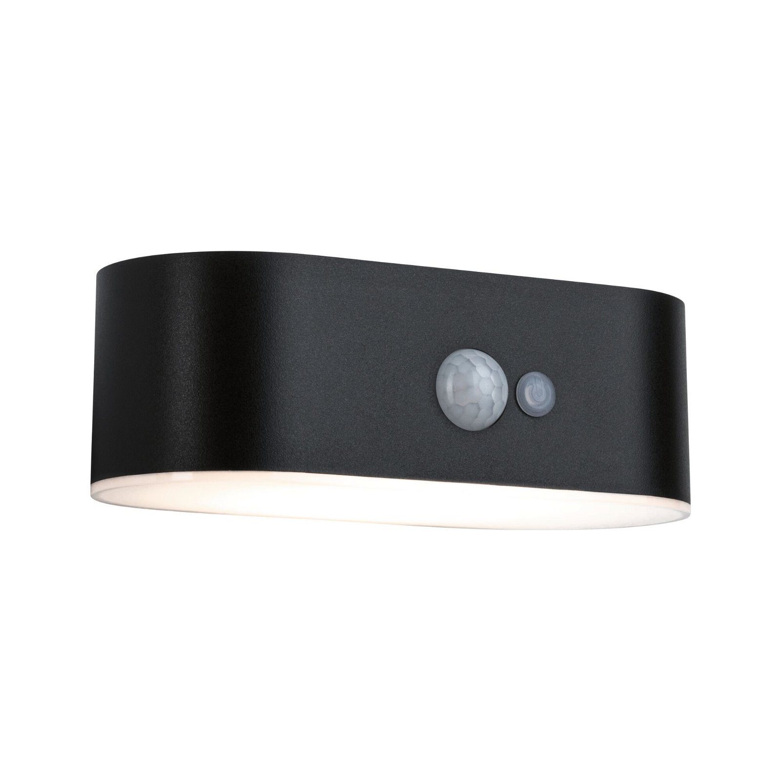 Paulmann LED Außen-Wandleuchte Solar Adya IP44 3000K 200lm Schwarz, LED fest integriert, Warmweiß, Bewegungsmelder