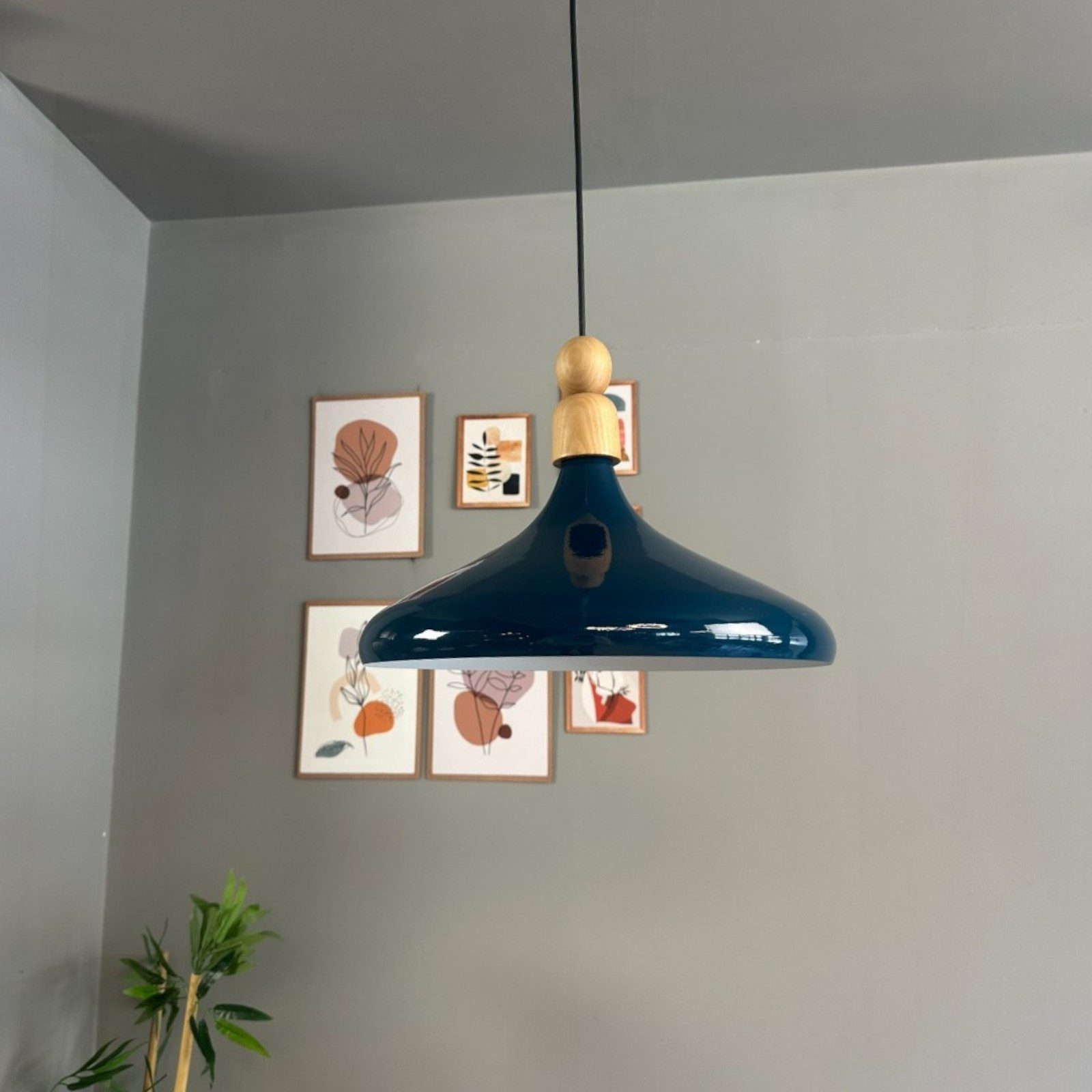 Bamyum Pendelleuchte Perle Holz Metall Ø35 cm, E27, Modern Pendelleuchte, ohne Leuchtmittel
