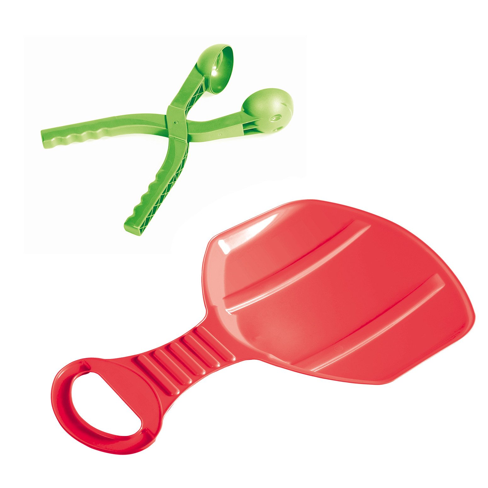 KAGM Schneerutscher Schneerutscher Poporutscher + Schneeballzange Winter Kinder SET (Schneerutscher + Schneeballzange, inkl. Schneeballzange in Grün)