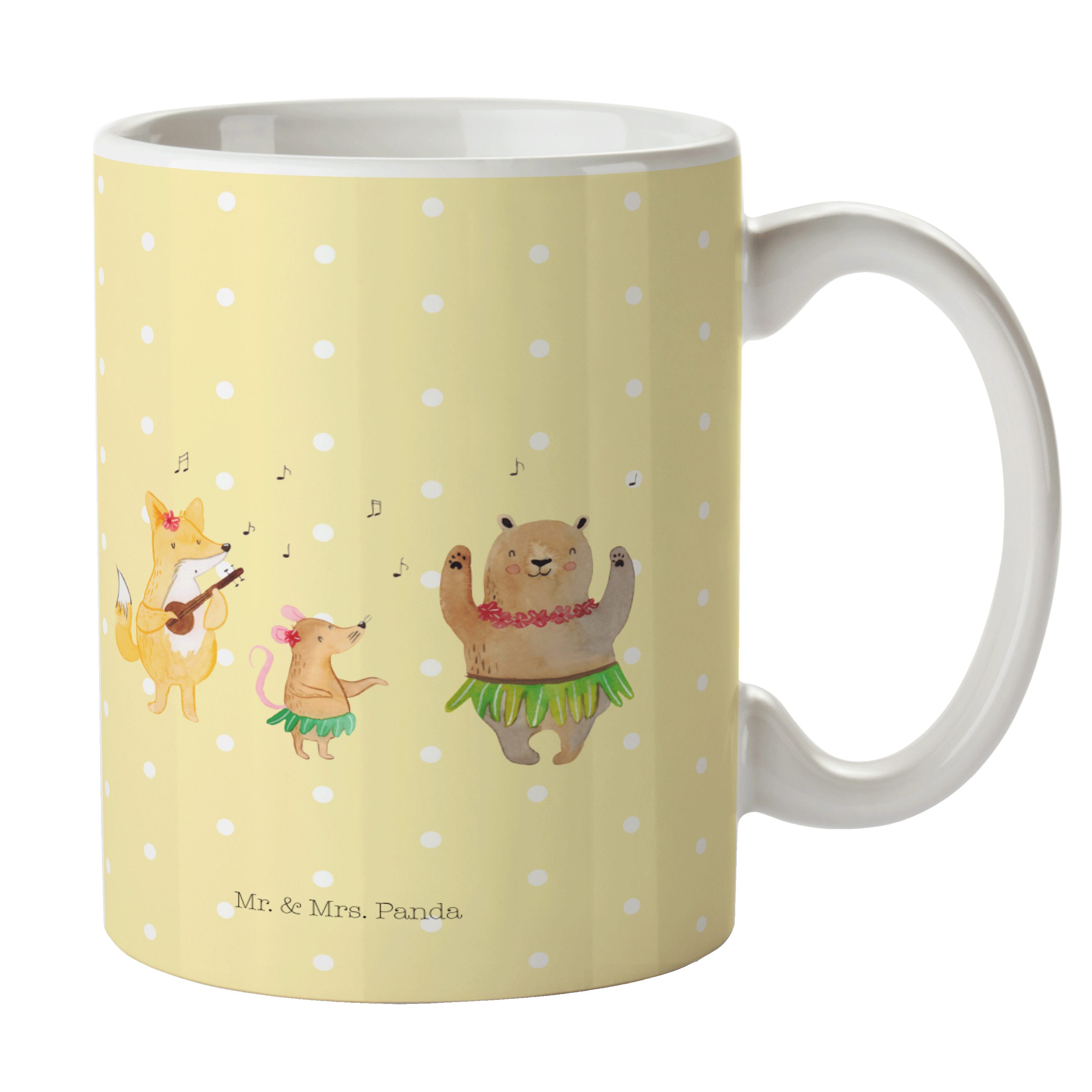 Mr. & Mrs. Panda Tasse Waldtiere Aloha - Gelb Pastell - Geschenk, Tasse Motive, Becher, Tanz, Keramik