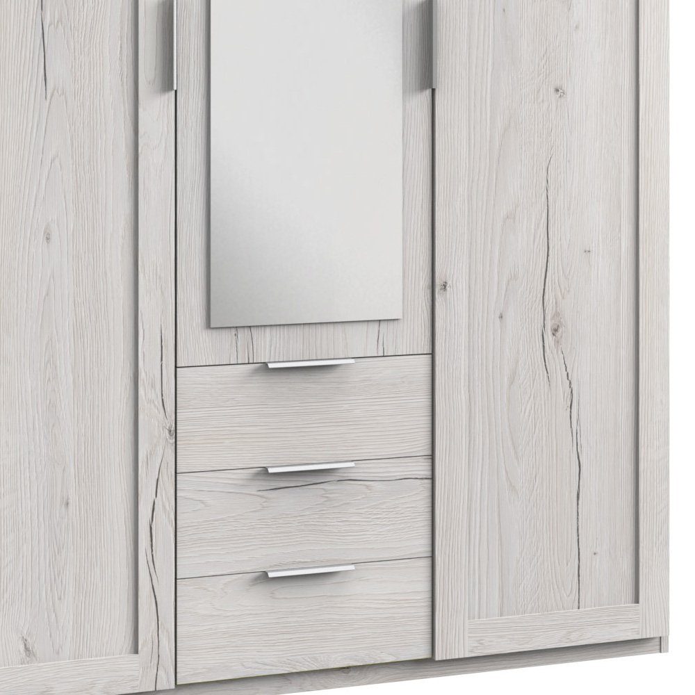 Bianco Spiegel, Eiche viel mit stellbar, Clara Optik Modern Holzwerkstoff, (Kleiderschrank, Schubladen Stauraum, mit 2-türig, Drehtürenschrank Design, Mehrzweckschrank) aus Stylefy variabel