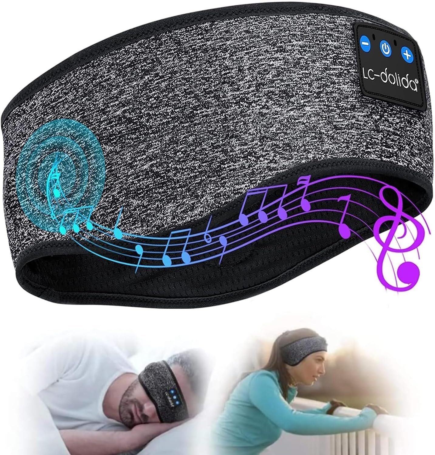 autolock schlafmaske mit kopfhörerA Schlafkopfhörer Bluetooth 5.2, Musik wireless Kopfhörer gray