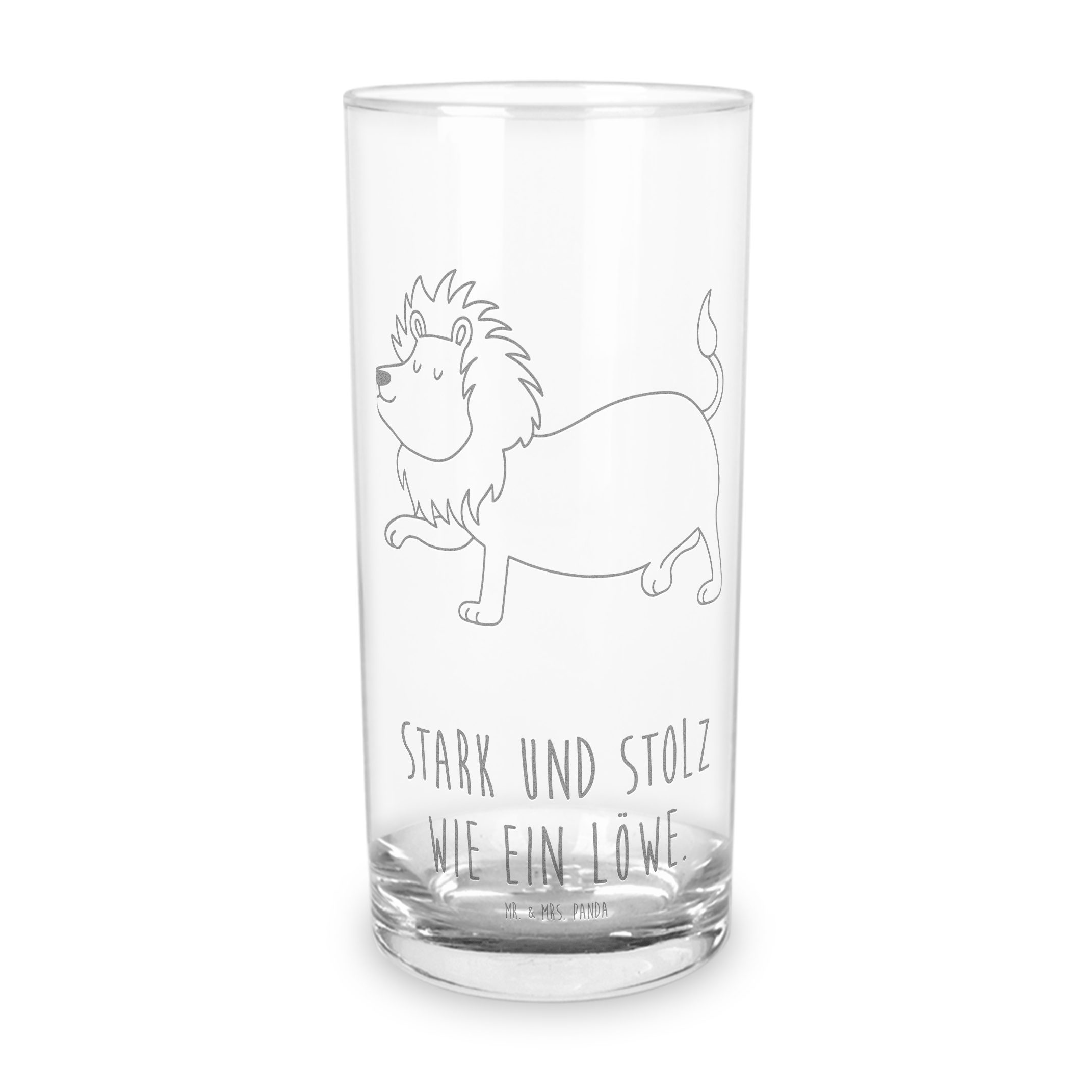 Mr. & Mrs. Panda Glas Sternzeichen Löwe, Tumbler 200 ml, Transparent, Trinkbecher Glas, Löw, 1-tlg., Premium Glas