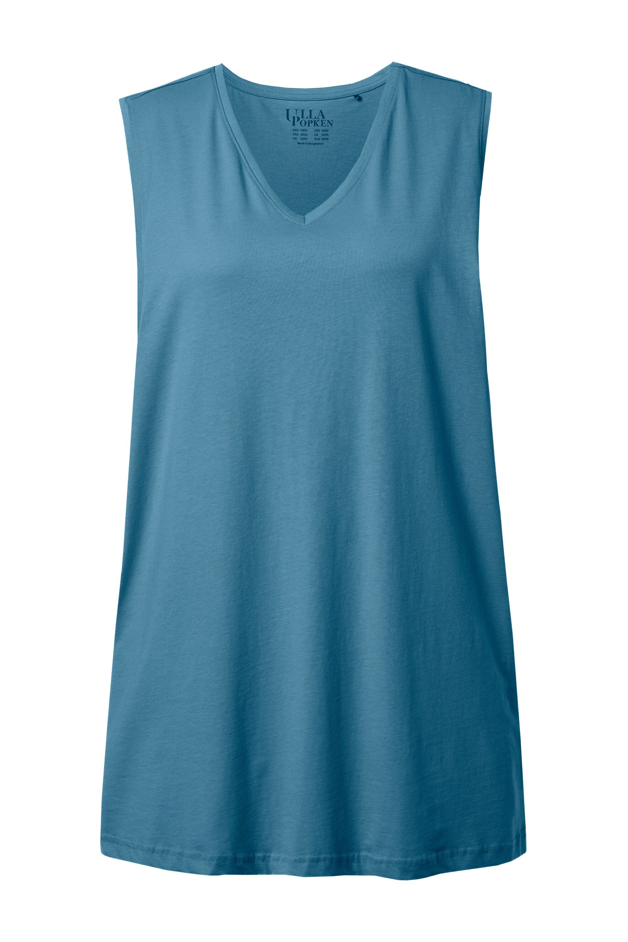 Ulla Popken Longtop Top V-Ausschnitt Relaxed ärmellos Baumwolle