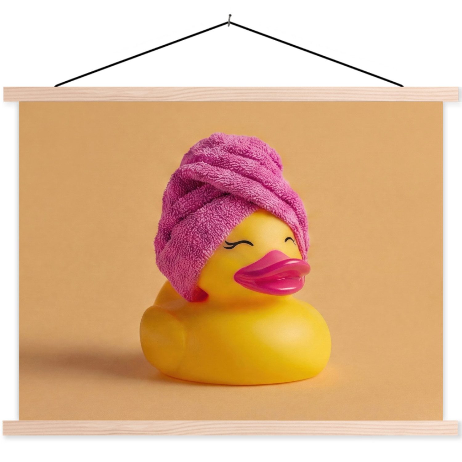 MuchoWow Poster Gummi-Ente - Handtuch - Farbenfroh, (1 St), Posterleiste, Textilposter für Wohnzimmer, Bilderleiste, 40x30 cm