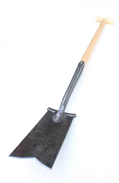 Krumpholz Spaten Wurzelspaten (aus einem Stück Stahl geschmiedet) "Englische Form" mit Tritt und Eschen-T-Stiel (80 cm) - Nr. 1778