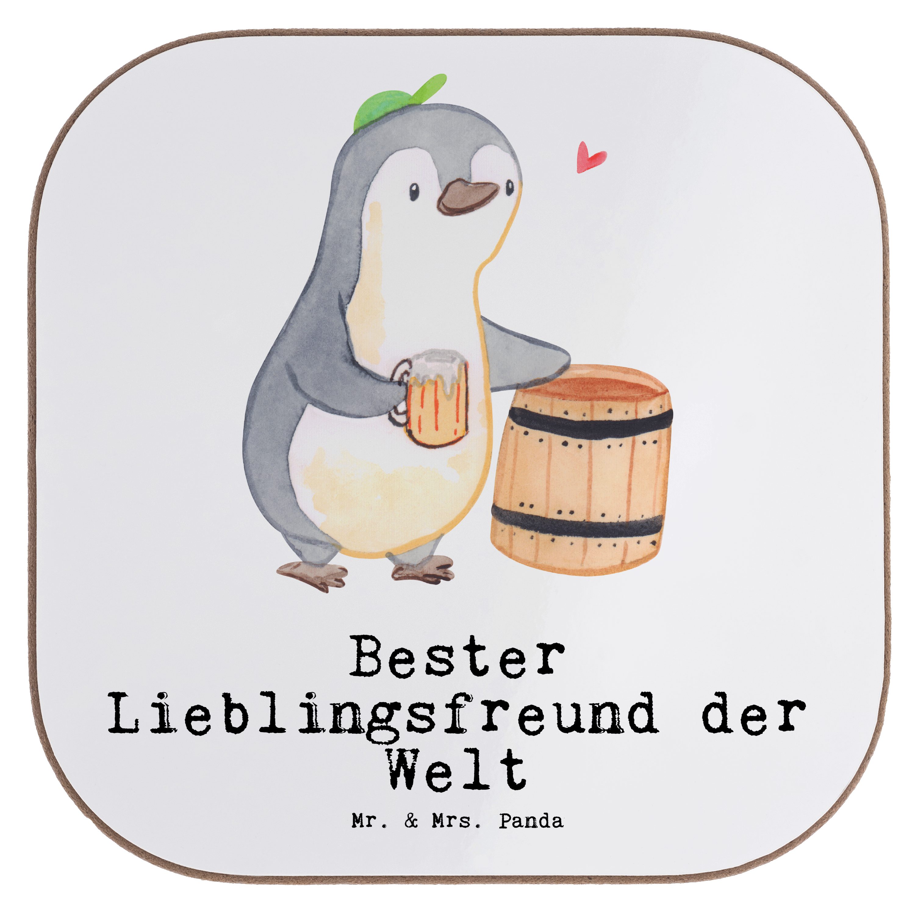Mr. & Mrs. Welt Bester Getränkeun, Geschenk, Panda Weiß Lieblingsfreund - Pinguin 1-tlg. Getränkeuntersetzer der 