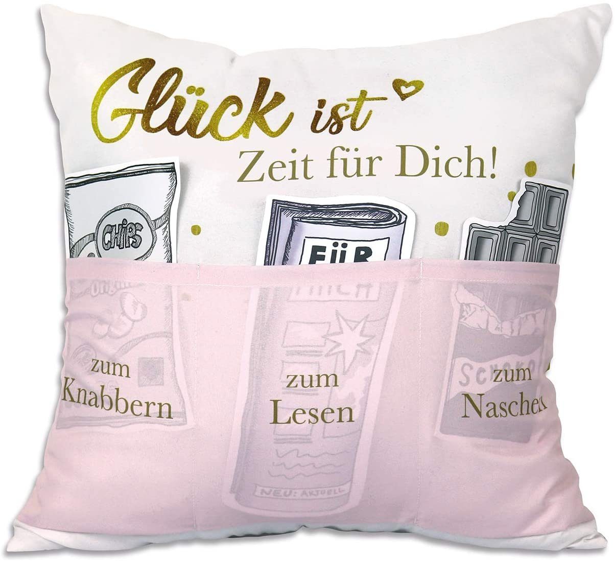 HERGO Creation Dekokissen Sofahelden Kissen Glück ist Zeit