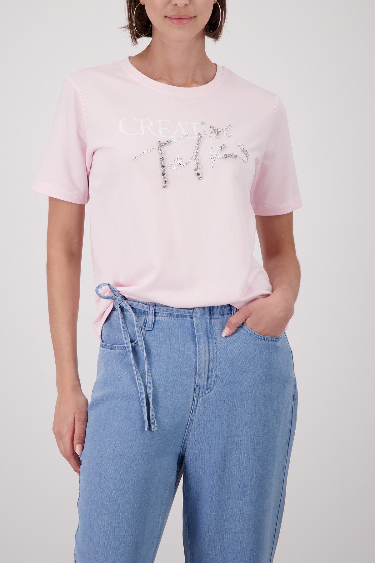 Monari Rundhalsshirt mit Glitzersteinchen